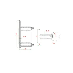 Úchyt na bočné kotvenie stĺpu ø42.4mm, leštená AISI304 Úchyt na bočné kotvenie stĺpu ø42.4mm, leštená AISI304